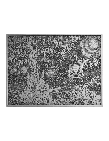 STARRY NIGHT By Vincent Van Gogh 2 Oz Silver Coin 10000 Francs Chad 2021