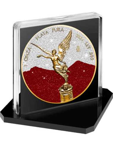 POLVERE DI DIAMANTE ROSSA E BIANCA Libertad 1 Oz Moneta d'Argento Messico 2024 - Coins & More - Messico