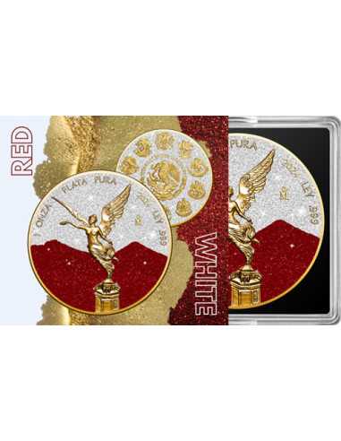 POLVERE DI DIAMANTE ROSSA E BIANCA Libertad 1 Oz Moneta d'Argento Messico 2024 - Coins & More - Messico