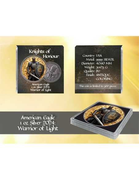 WARRIOR OF LIGHT Knights of Honour American Eagle 1 Oz Silver Coin 1$ USA 2024 - Coins & More - Usa