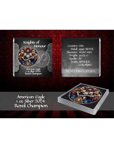 CAMPEÓN REAL Caballeros de Honor American Eagle 1 Oz Silver Coin 1$ USA 2024 - Coins & More - Usa