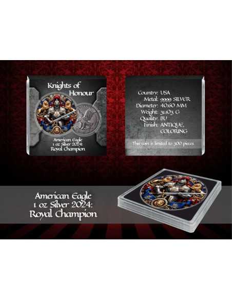 CAMPEÓN REAL Caballeros de Honor American Eagle 1 Oz Silver Coin 1$ USA 2024 - Coins & More - Usa