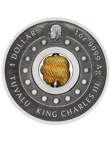 JAHR DER SCHLANGE DREHENDE CHARME Vergoldete 1 Oz Silbermünze 1$ Tuvalu 2025 - Coins & More - Tuvalu