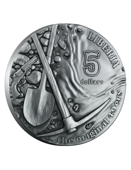 CALIFORNIA GOLD RUSH 2 Oz Silver Coin 5$ Liberia 2025 - Coins & More - Africa