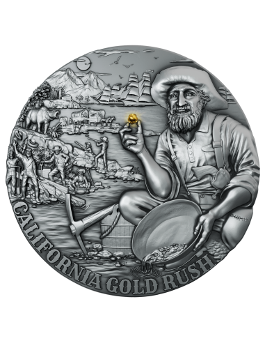 CALIFORNIA GOLD RUSH 2 Oz Silbermünze 5$ Liberia 2025 - Coins & More - Afrika