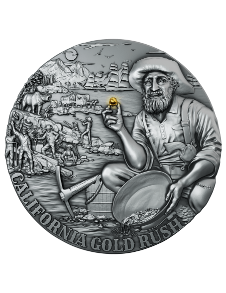 CALIFORNIA GOLD RUSH 2 Oz Silver Coin 5$ Liberia 2025 - Coins & More - Africa