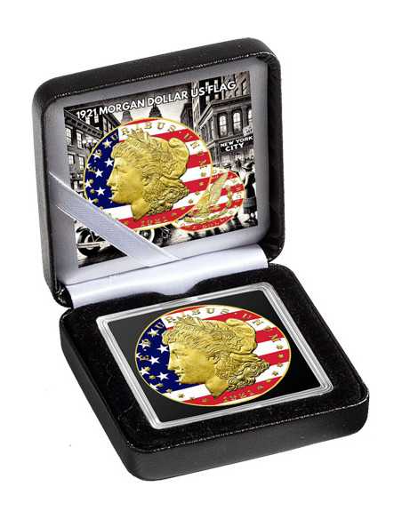 MORGAN DOLLAR US FLAG Farbige Silbermünze 1$ USA 1921 - Coins & More - Usa