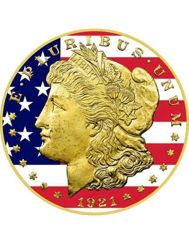 MORGAN DOLLAR US FLAG Moneda de Plata Coloreada 1$ USA 1921 - Coins & More - Usa