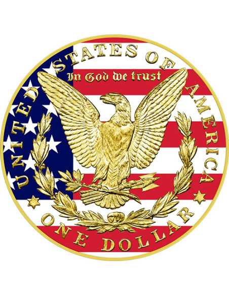 MORGAN DOLLAR US FLAG Moneda de Plata Coloreada 1$ USA 1921 - Coins & More - Usa