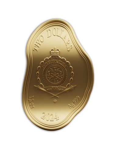 SALVADOR DALI CLOCK Vergoldete 1,5 Oz Wellenform Silbermünze 2$ Niue 2024 - Coins & More - Niue