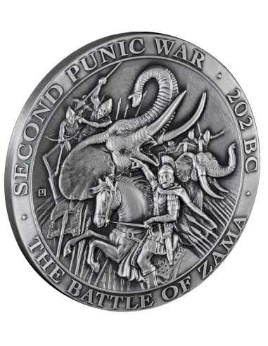 THE BATTLE OF ZAMA 2nd Punic War Roman Empire 5 Oz Silver Coin 50$ Liberia 2025 - Coins & More - Liberia