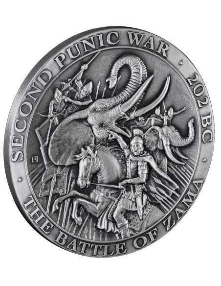 THE BATTLE OF ZAMA 2nd Punic War Roman Empire 5 Oz Silver Coin 50$ Liberia 2025 - Coins & More - Liberia