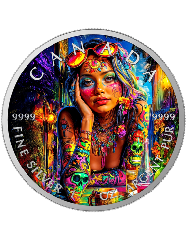 LUNEDI' Ragazze tatuate 1 Oz Moneta d'Argento 5$ Canada 2025 - Coins & More - Canada