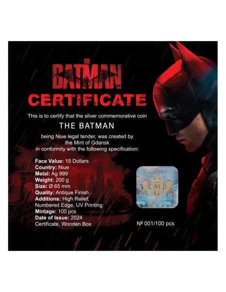 BATMAN EL CABALLERO OSCURO 200g Moneda de Plata 15$ Niue 2024 - Coins & More - Niue