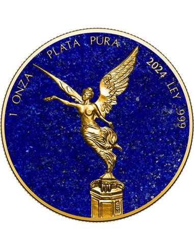 LAPIS LAZULI Edelsteine Libertad 1 Oz Silbermünze Mexiko 2024 - Coins & More - Mexiko