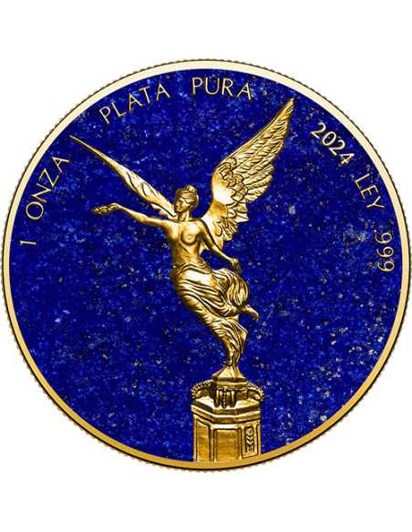 LAPIS LAZULI Piedras Preciosas Libertad 1 Oz Moneda de Plata México 2024 - Coins & More - Mexico