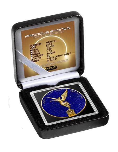 LAPIS LAZULI Piedras Preciosas Libertad 1 Oz Moneda de Plata México 2024 - Coins & More - Mexico