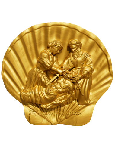 SAINT JAMES 12 Apostles 2 Oz Gold Plated Silver Coin 2000 Francs Cameroon 2025 - Coins & More - Cameroon