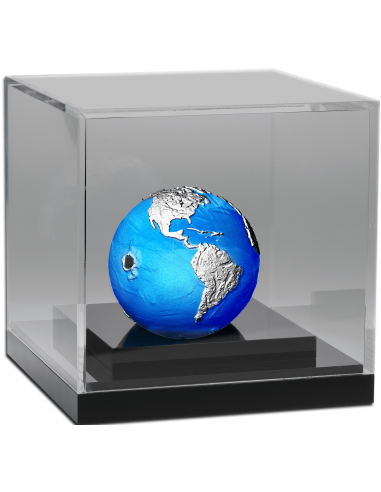 BLUE MARBLE ENDANGERED Meteorite From Space 3 Oz Silver Coin 5$ Barbados 2022 - Coins & More - Barbados