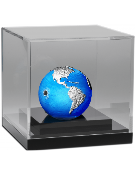 BLUE MARBLE ENDANGERED Meteorite From Space 3 Oz Silver Coin 5$ Barbados 2022 - Coins & More - Barbados