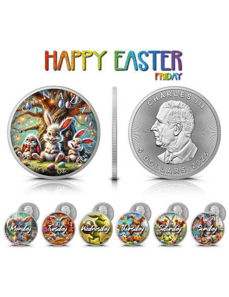 FRIDAY Happy Easter 1 Oz Silver Coin 5$ Canada 2025 - Coins & More - Canada