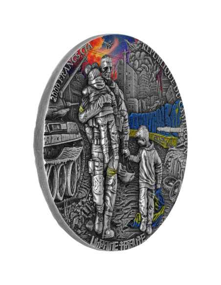 UKRAINE TRIBUTE 2 Oz Silbermünze 2000 Francs Kamerun 2024 - Coins & More - Kamerun