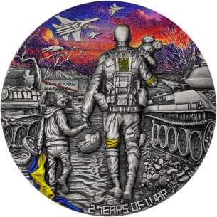 UKRAINE TRIBUTE 2 Oz Silver Coin 2000 Francos Camerún 2024 - Coins & More - Camerún