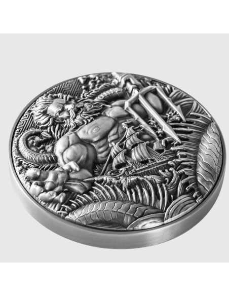 POSEIDON Ancien Dieu Grec de la Mer Pièce de 2 Oz Argent 11.5 Oz Cuivre 10000 Francs Tchad 2025 - Coins & More - Tchad