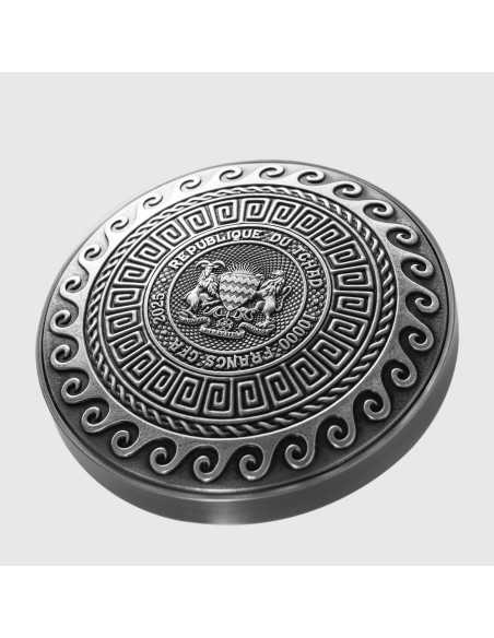 POSEIDON Ancien Dieu Grec de la Mer Pièce de 2 Oz Argent 11.5 Oz Cuivre 10000 Francs Tchad 2025 - Coins & More - Tchad