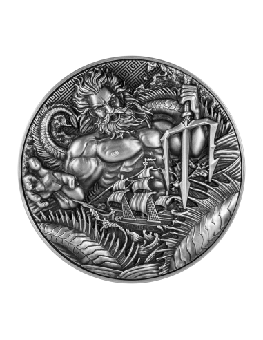 POSEIDON Ancien Dieu Grec de la Mer Pièce de 2 Oz Argent 11.5 Oz Cuivre 10000 Francs Tchad 2025 - Coins & More - Tchad