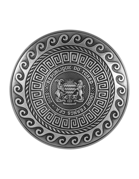 POSEIDON Ancien Dieu Grec de la Mer Pièce de 2 Oz Argent 11.5 Oz Cuivre 10000 Francs Tchad 2025 - Coins & More - Tchad