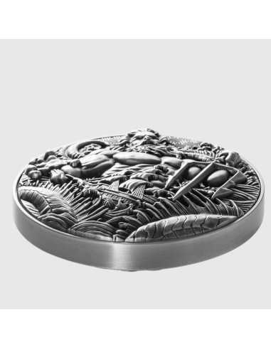POSEIDON Antiker griechischer Gott des Meeres 2 Oz Silber 11,5 Oz Kupfermünze 10000 Francs Tschad 2025 - Coins & More - Tschad