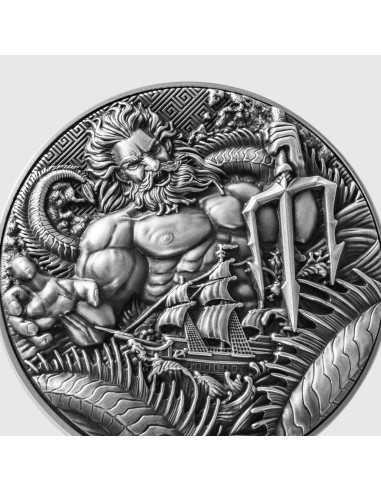 POSEIDON Ancien Dieu Grec de la Mer Pièce de 2 Oz Argent 11.5 Oz Cuivre 10000 Francs Tchad 2025 - Coins & More - Tchad