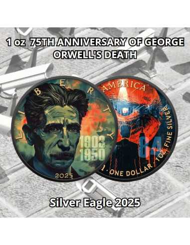 GEORGE ORWELL 75. Todestag 1 Oz Silbermünze 1$ USA 2025 - Coins & More - Usa
