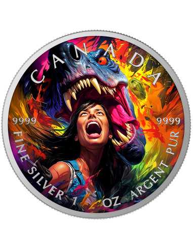 DINO ATTACK 1 Oz Silver Coin 5$ Canada 2025 - Coins & More - Canada