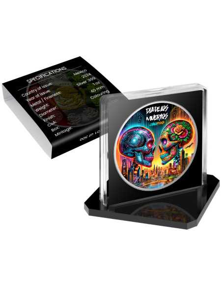 CYBERPUNK DAY OF THE DEAD 1 Oz Silbermünze 1 Unze Mexiko 2024 - Coins & More - Mexiko