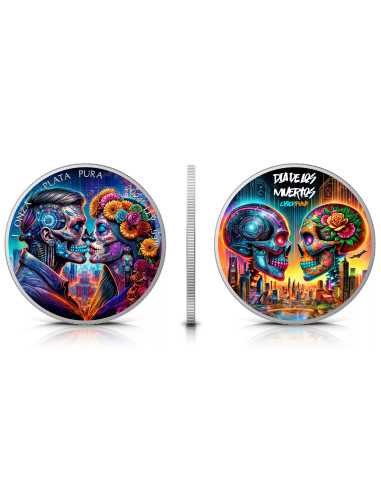 CYBERPUNK DAY OF THE DEAD 1 Oz Silbermünze 1 Unze Mexiko 2024 - Coins & More - Mexiko