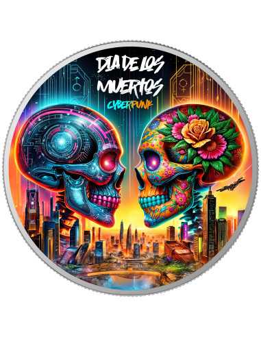 CYBERPUNK DAY OF THE DEAD 1 Oz Silbermünze 1 Unze Mexiko 2024 - Coins & More - Mexiko