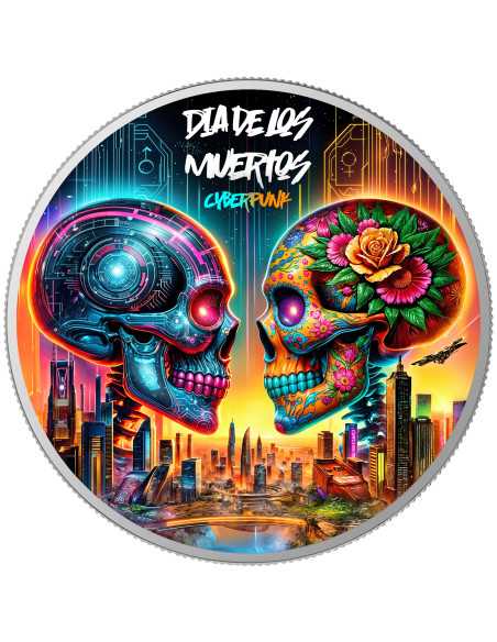 CYBERPUNK DAY OF THE DEAD 1 Oz Silbermünze 1 Unze Mexiko 2024 - Coins & More - Mexiko