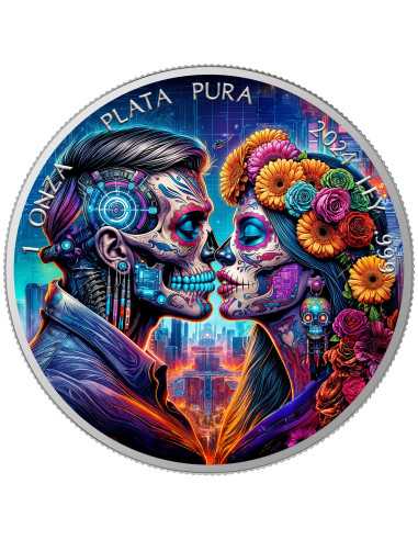 CYBERPUNK DAY OF THE DEAD 1 Oz Silbermünze 1 Unze Mexiko 2024 - Coins & More - Mexiko