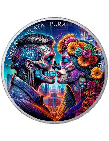 CYBERPUNK DAY OF THE DEAD 1 Oz Silbermünze 1 Unze Mexiko 2024 - Coins & More - Mexiko