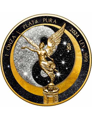 SOL Y LUNA Yin Yang Polvo de Diamante 1 Oz Moneda de Plata México 2024 - Coins & More - Mexico