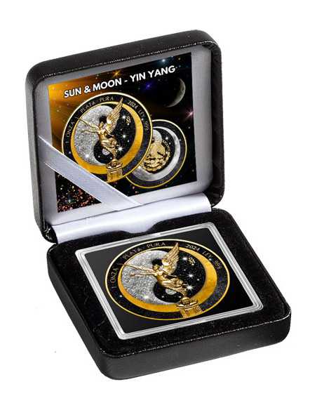 SOL Y LUNA Yin Yang Polvo de Diamante 1 Oz Moneda de Plata México 2024 - Coins & More - Mexico