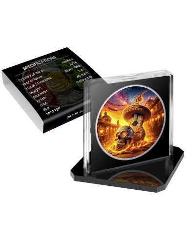 SUNRISE Dia De Los Muertos Guitarist Collection 1 Oz Silver coin 1 Onza Mexico 2024 - Coins & More - Mexique
