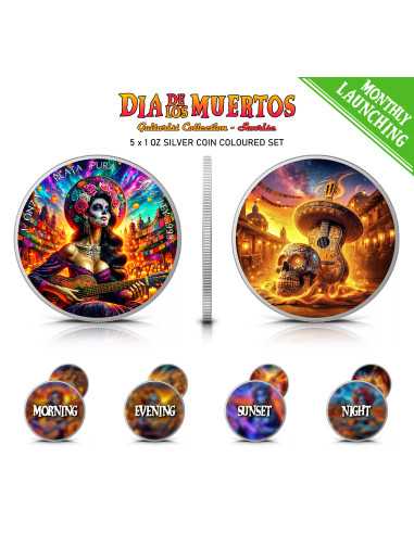 SUNRISE Dia De Los Muertos Guitarist Collection Moneta d'argento da 1 Oz 1 Onza Mexico 2024 - Coins & More - Messico