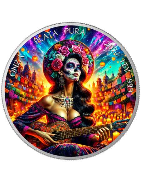 SUNRISE Dia De Los Muertos Guitarist Collection Moneta d'argento da 1 Oz 1 Onza Mexico 2024 - Coins & More - Messico