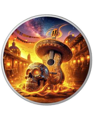 SUNRISE Dia De Los Muertos Guitarist Collection Moneta d'argento da 1 Oz 1 Onza Mexico 2024 - Coins & More - Messico