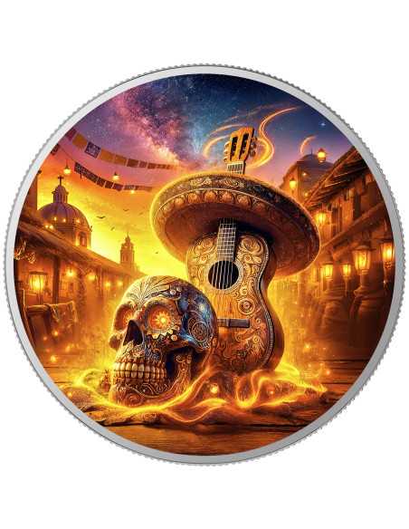 SUNRISE Dia De Los Muertos Guitarist Collection Moneta d'argento da 1 Oz 1 Onza Mexico 2024 - Coins & More - Messico