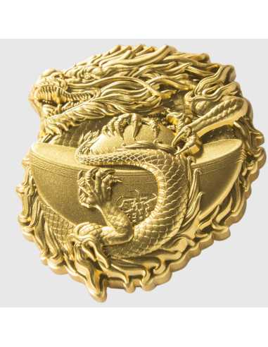 DRAGON DE LA PROSPERITE Pièce de monnaie en argent plaqué or de 1 once 5000 Francs Tchad 2025 - Coins & More - Tchad