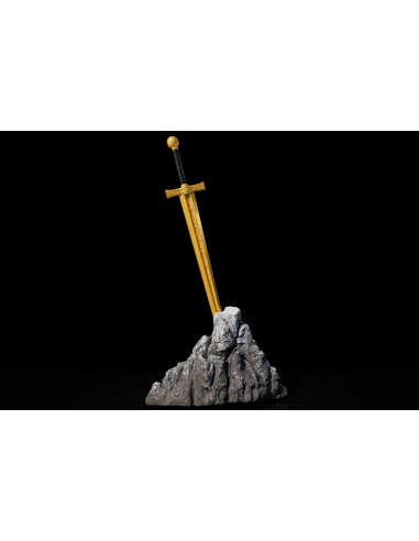 EXCALIBUR STUCK IN THE ROCK Gold Vergoldete Version Legend of the Sword 2 Oz Silbermünze 2000 Francs Kamerun 2025 - Coins & M...